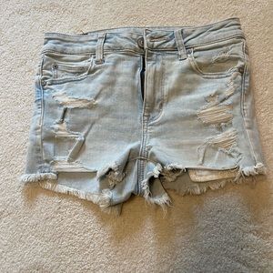 High rise denim shorts